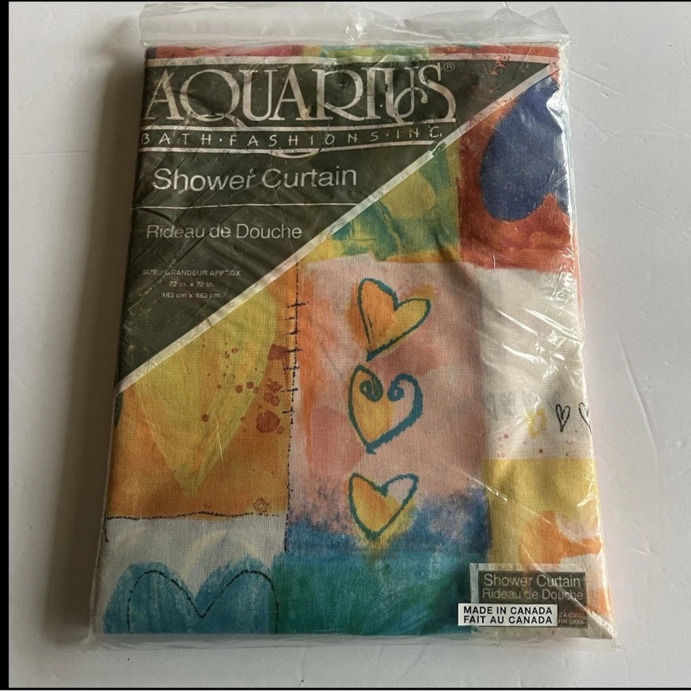 Aquarius Shower Curtain 72” x 72” Fabric Abstract Made In Canada Open Package
